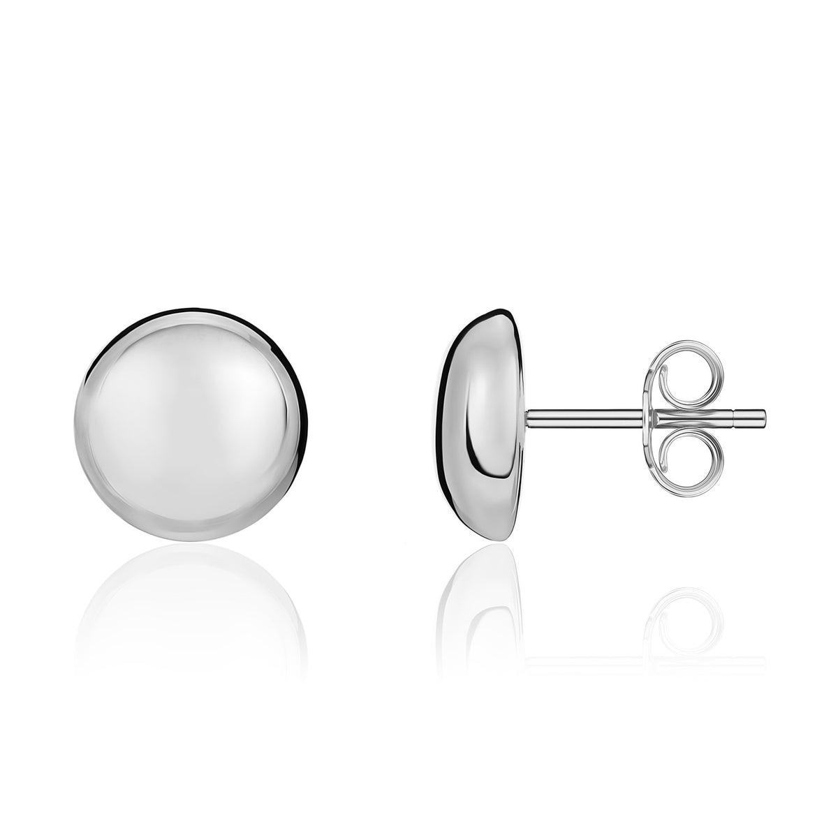 9CT WHITE GOLD 12MM POLISHED BUTTON STUDS