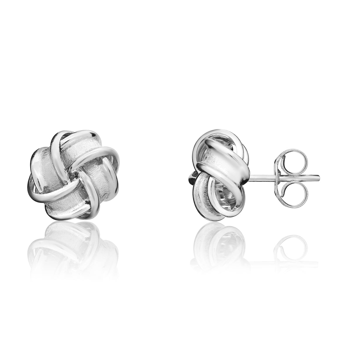 9CT WG 8MM 4 ROW RIBBON KNOT EARRINGS