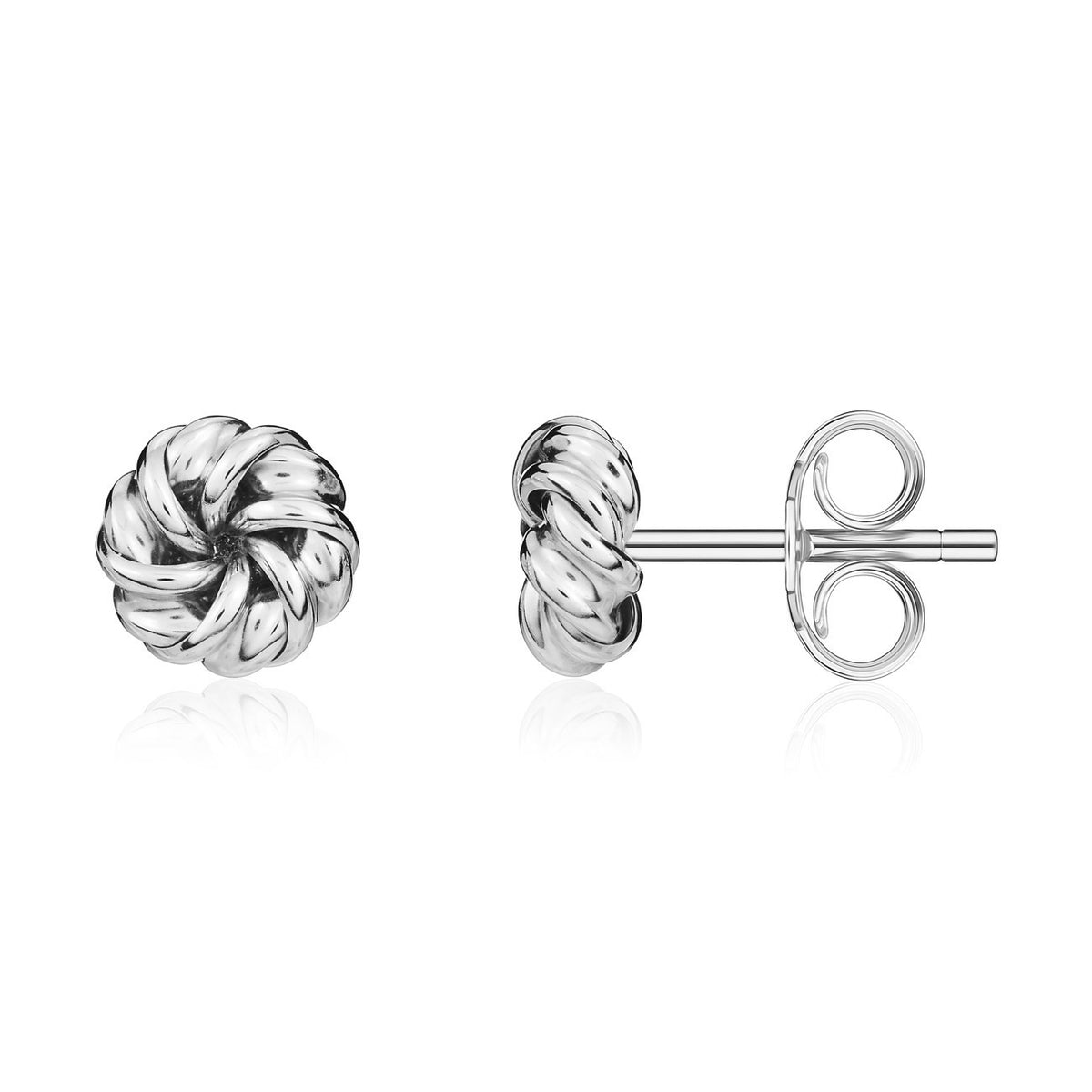 9CT WHITE GOLD 7.5MM RIBBON SWIRL STUD EARRINGS