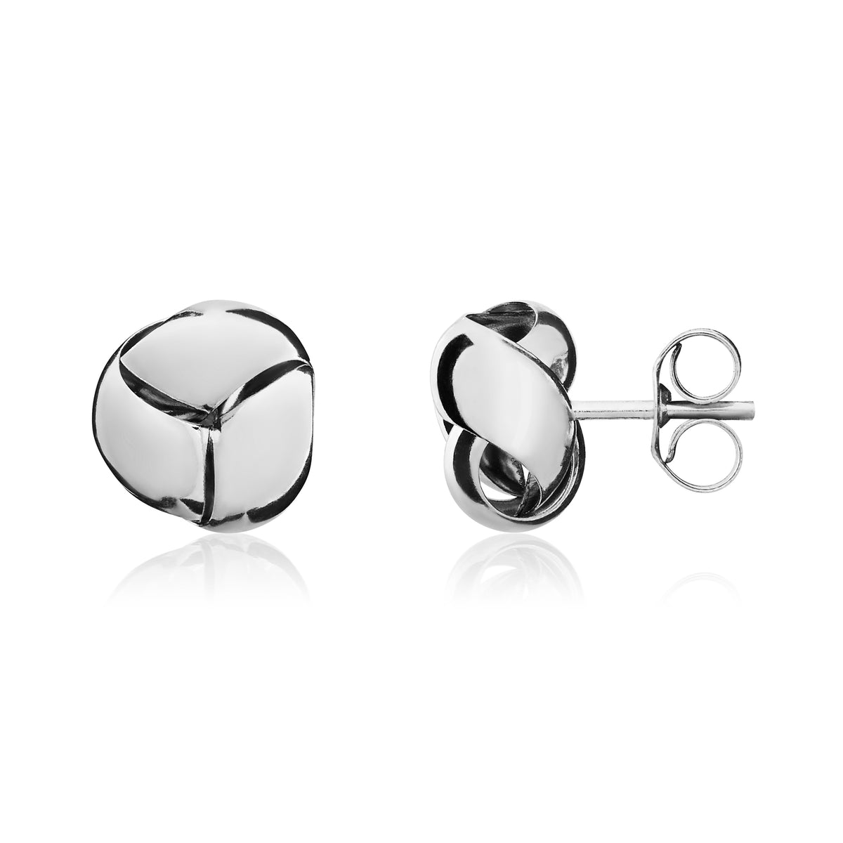 9CT WHITE GOLD POLISHED 'SHELL' KNOT EARRINGS