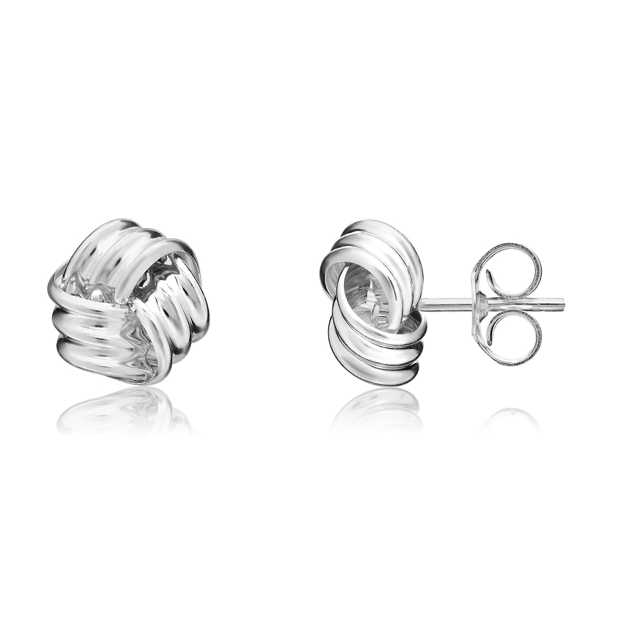 9CT WHITE GOLD RIBBED KNOT STUD EARRINGS