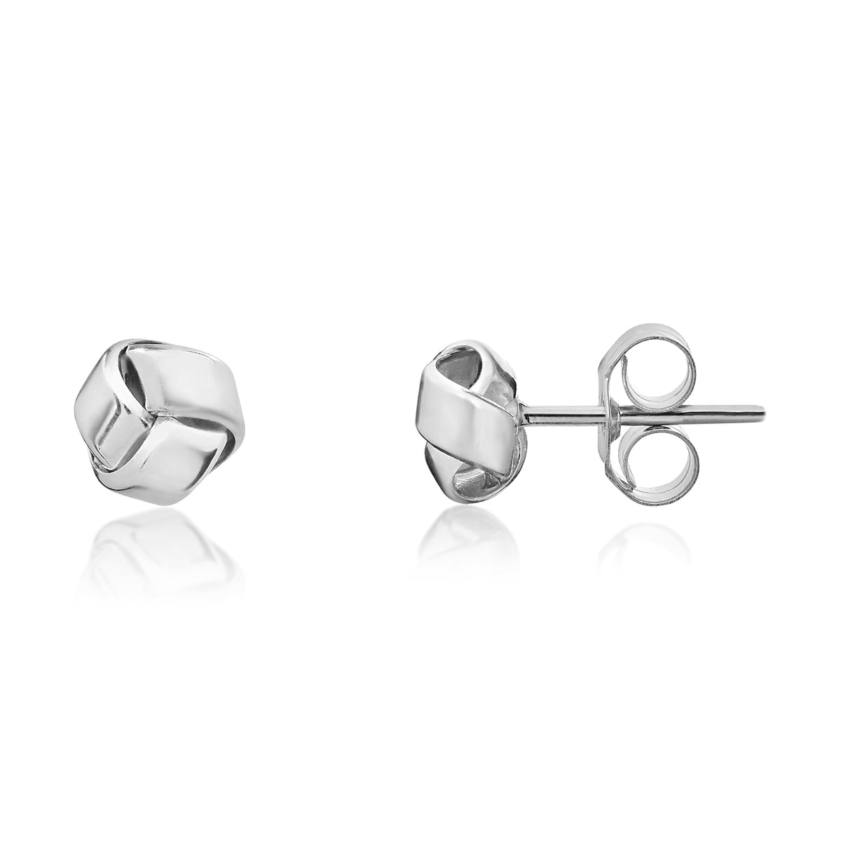 9CT WHITE GOLD POLISHED SMALL SIMPLE KNOT STUD EARRINGS