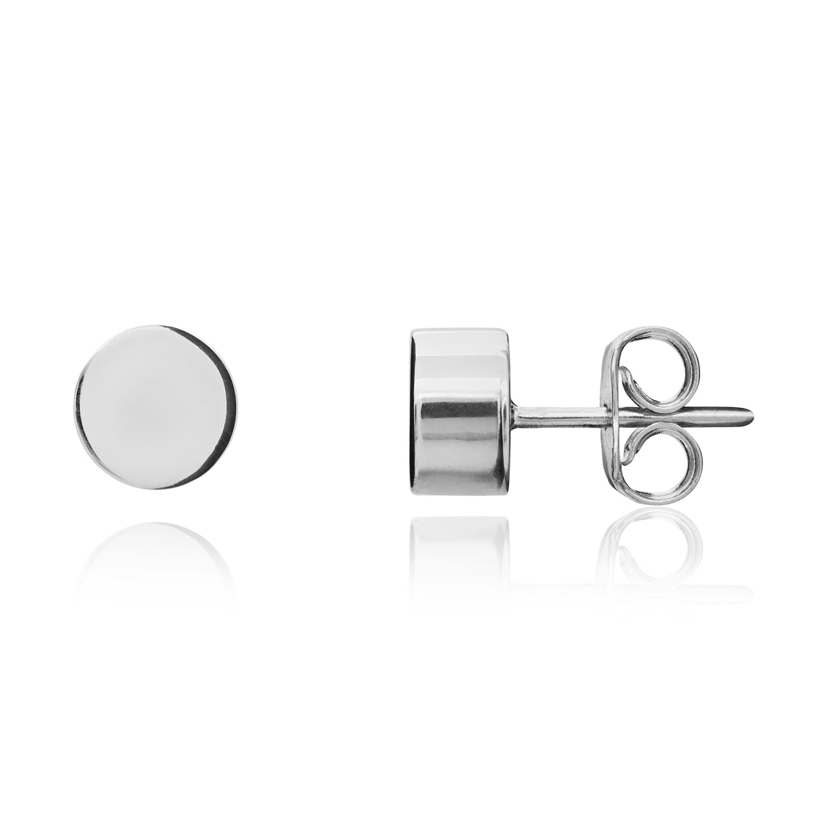9CT WG POLISHED 6MM CYLINDER SHAPE STUD EARRINGS