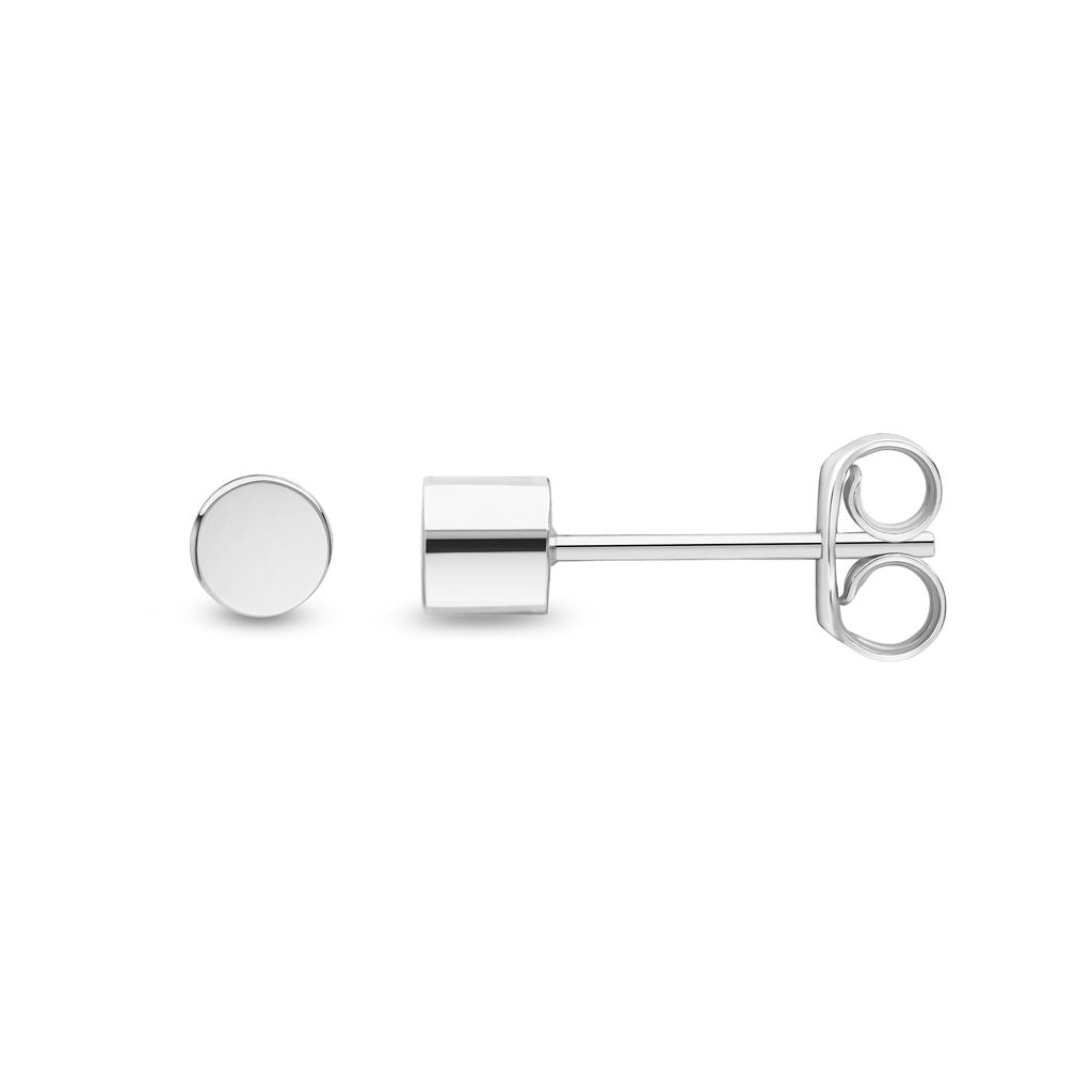 9CT WG POLISHED 4MM CYLINDER SHAPE STUD EARRINGS