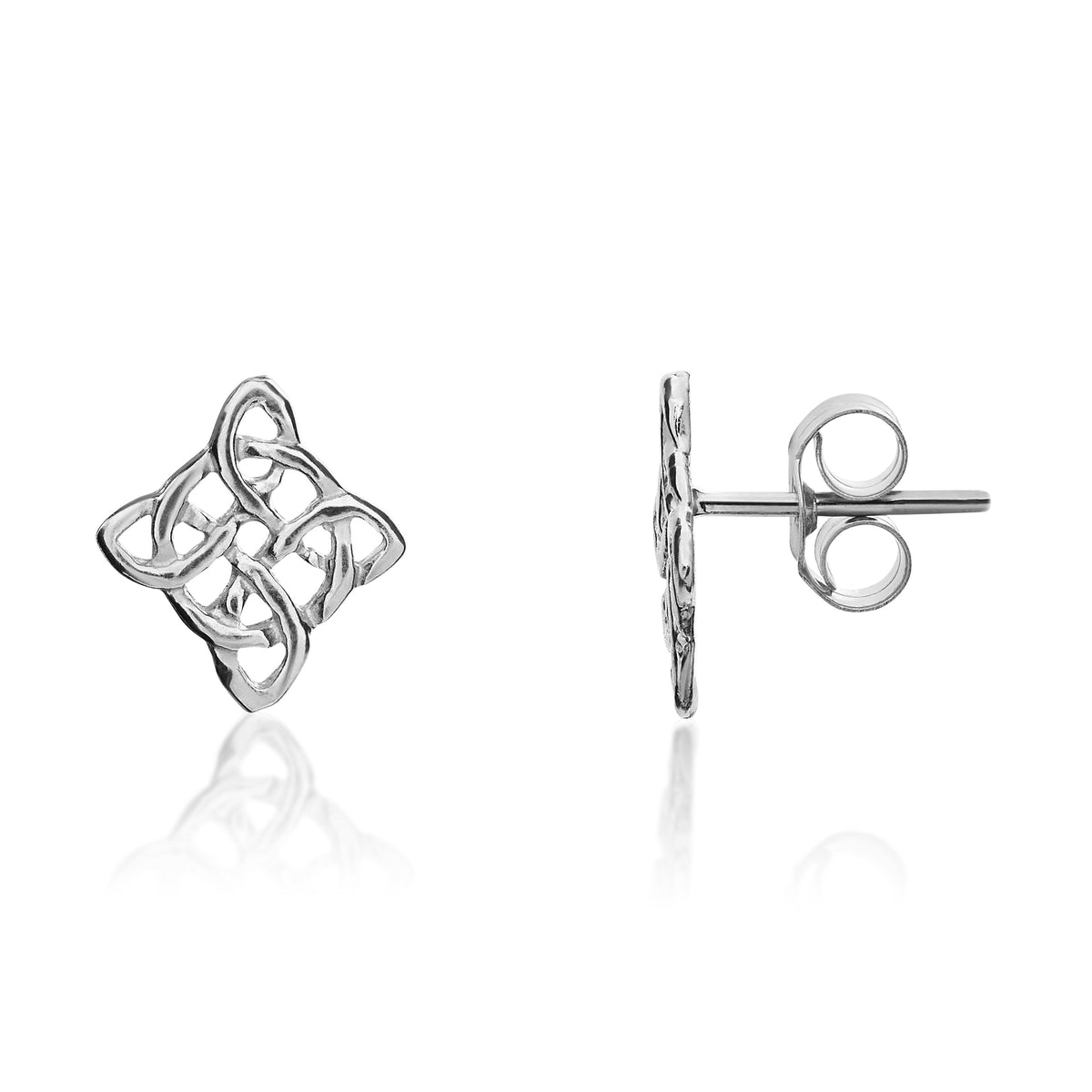 9CT WG SQUARE CELTIC STYLE STUD EARRINGS
