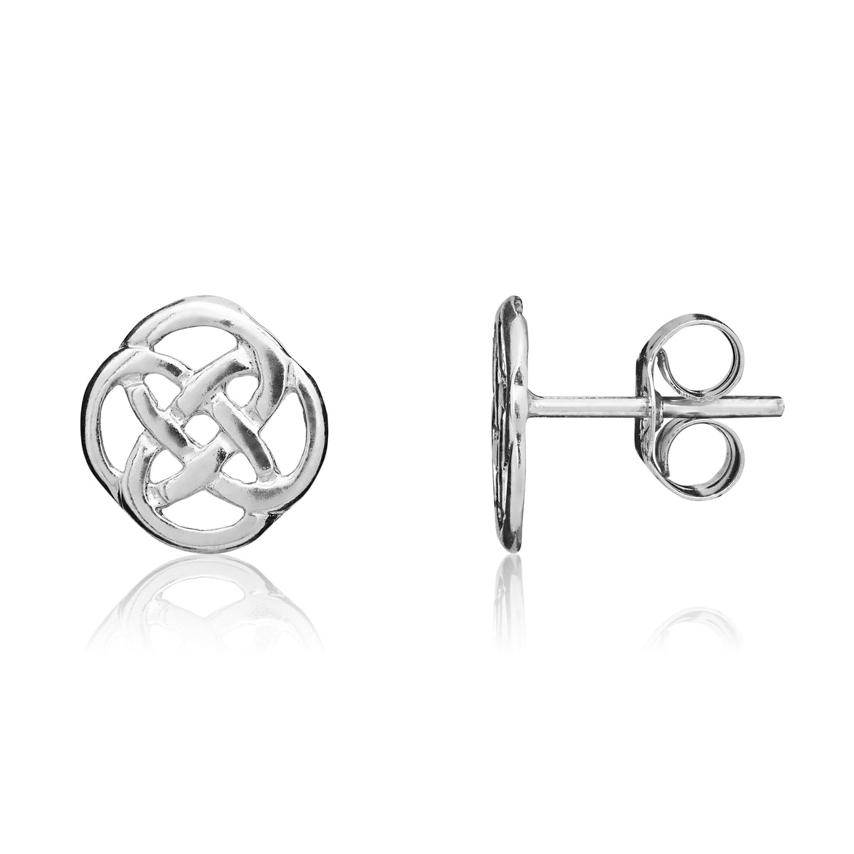 9CT WG POLISHED ROUND CELTIC STYLE STUD EARRINGS