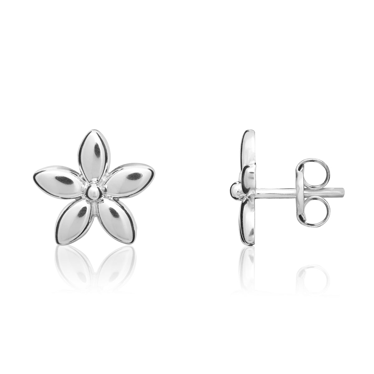 9CT WHITE GOLD POLISHED DAISY STUD EARRINGS