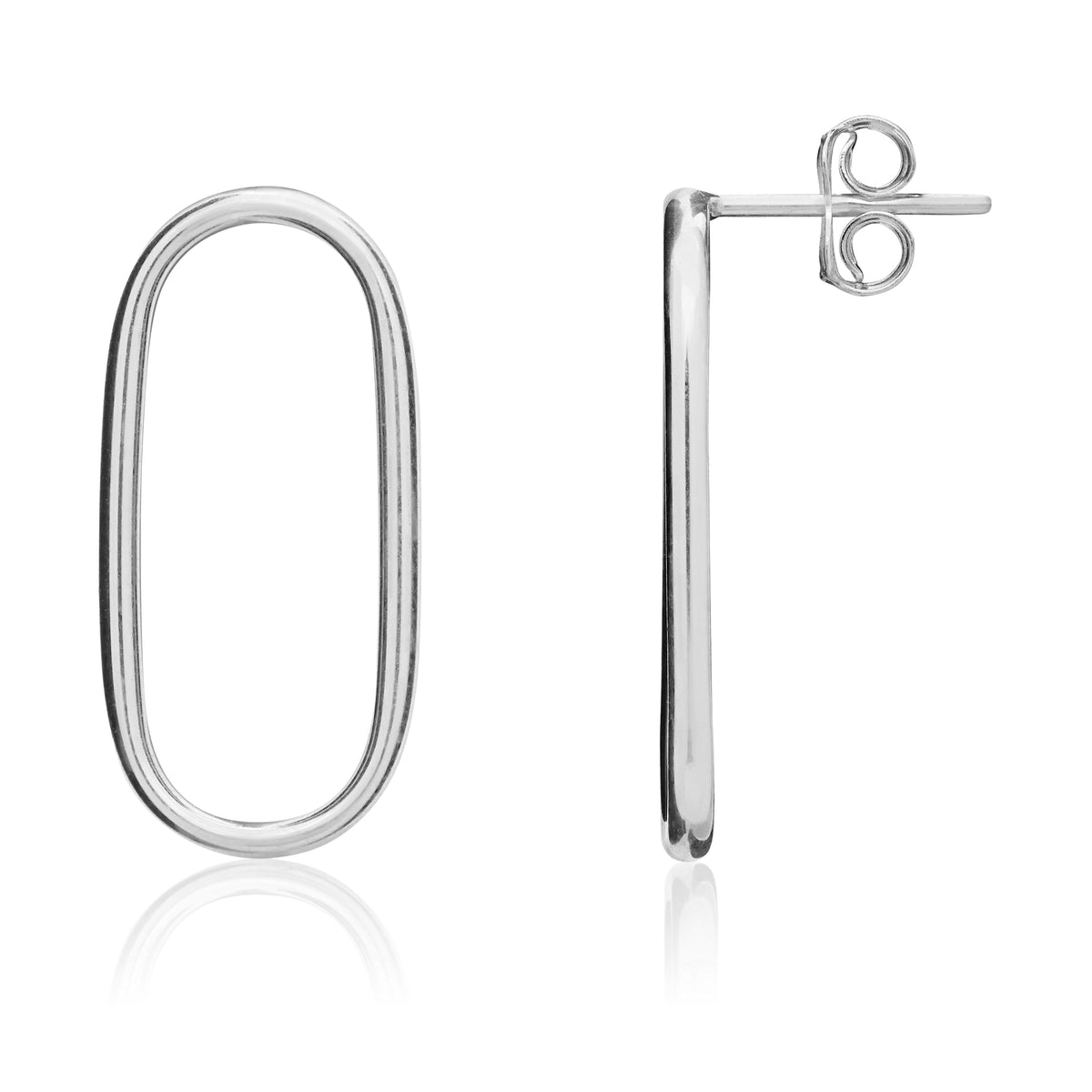 9CT WG POLISHED TUBE LONG OVAL EARRINGS