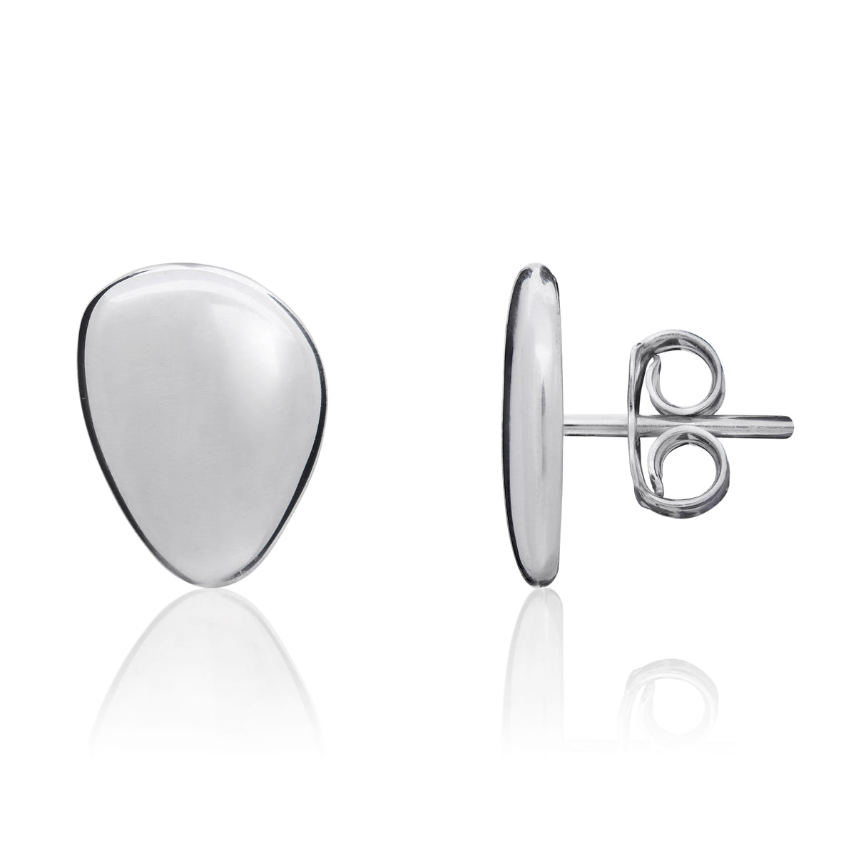 9CT WG POLISHED FINISH FLAT PEBBLE SHAPE EARRINGS