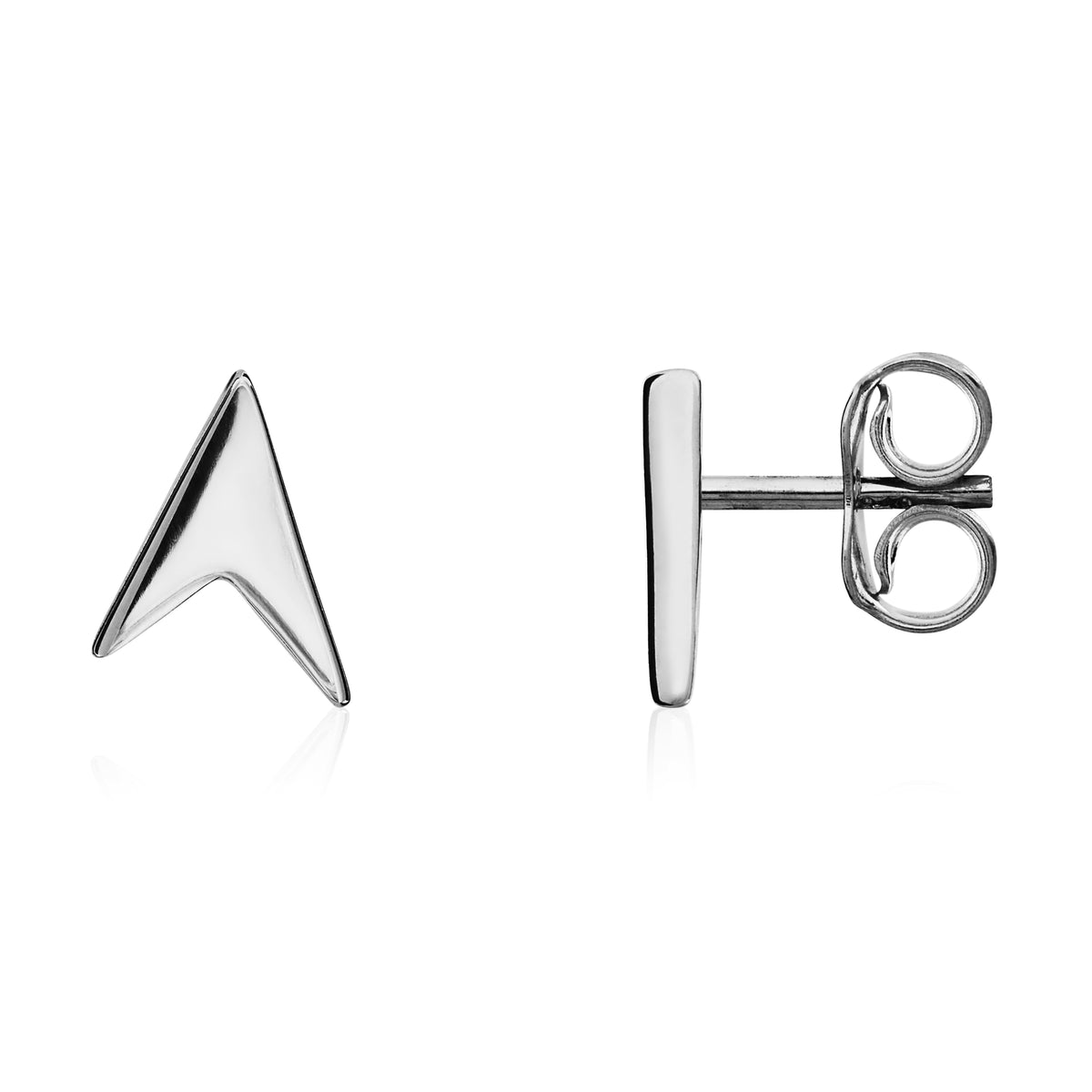 9CT WHITE GOLD 'ARROWHEAD' STUD EARRINGS