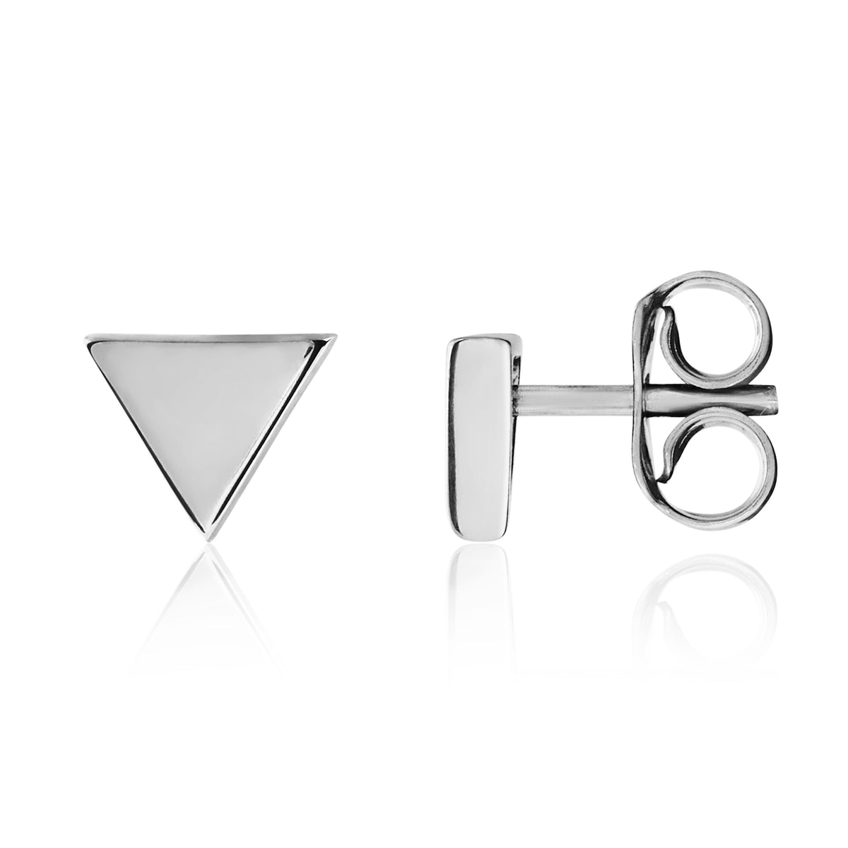 9CT WHITE GOLD POLISHED TRIANGLE STUD EARRINGS