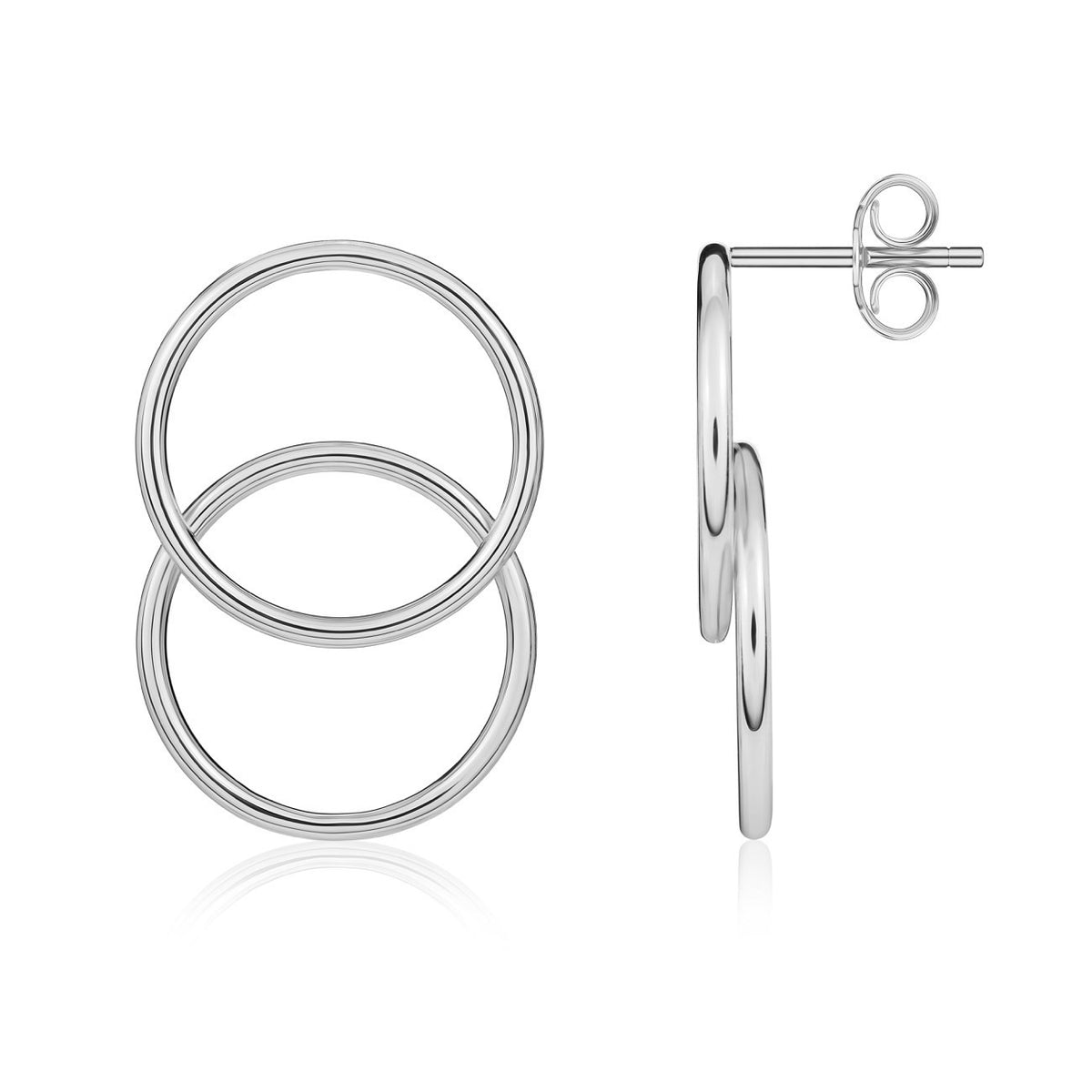 9CT WG OVERLAPPED OPEN CIRCLES EARRRINGS