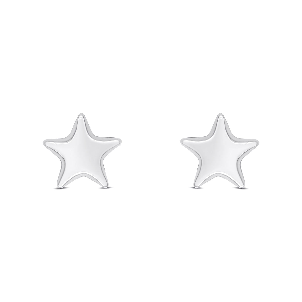 9CT WHITE GOLD POLISHED FINISH 9MM STAR STUD EARRINGS