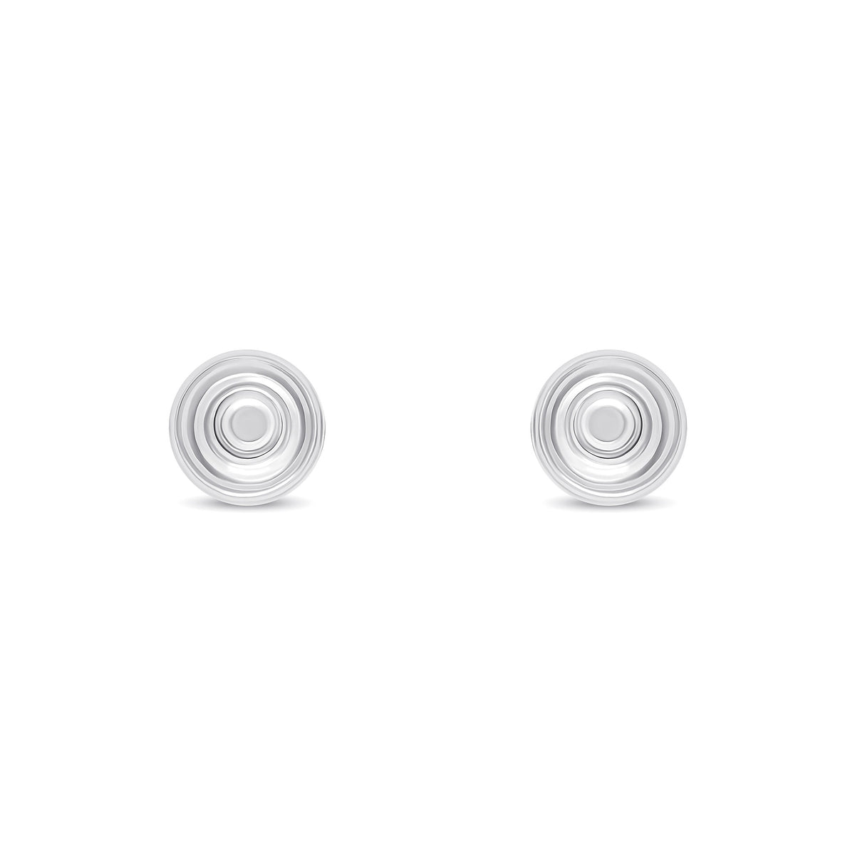 9CT WHITE GOLD STRIPED/POLISHED 7MM BALL STUD EARRINGS