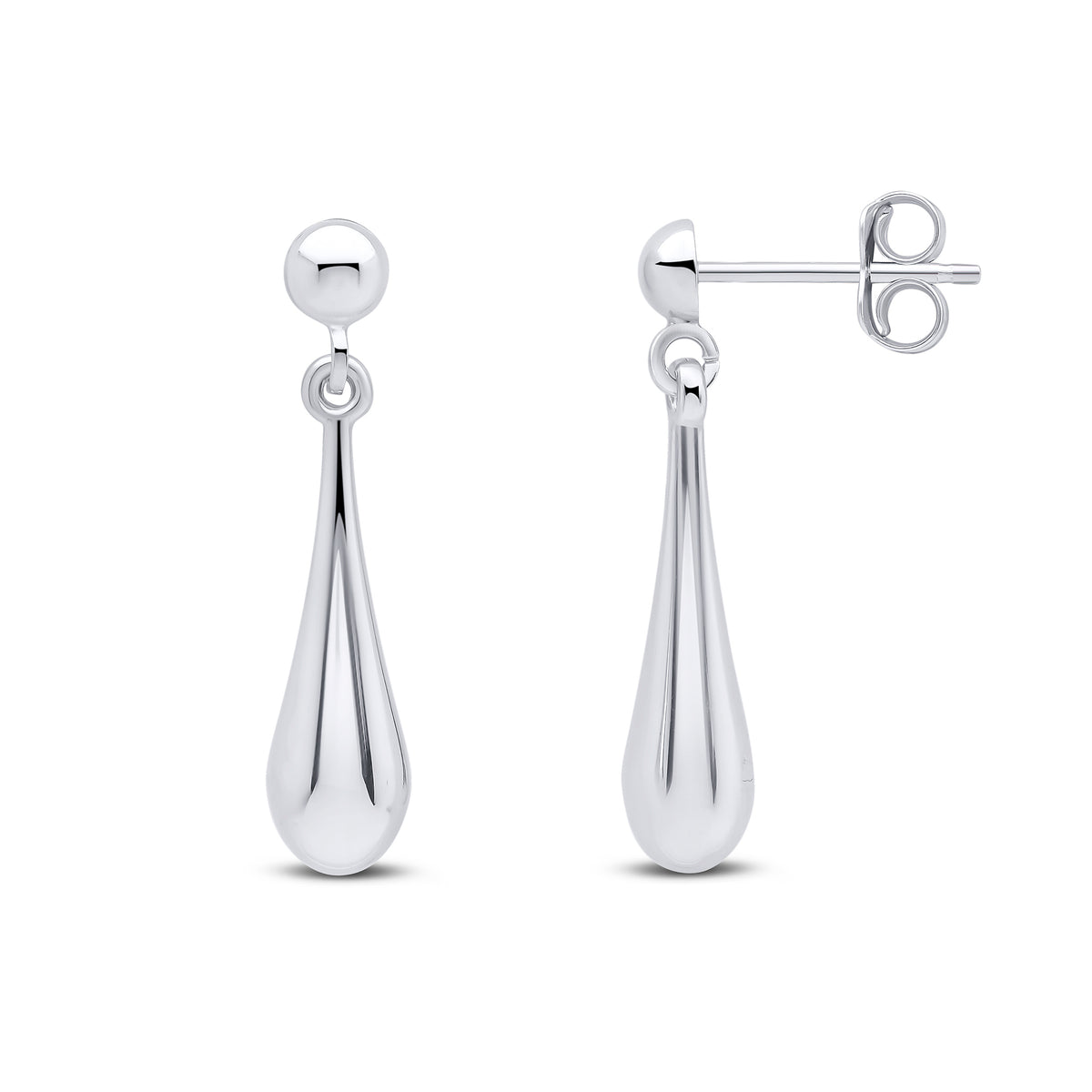 9CT WHITE GOLD POLISHED TORPEDO DROP EARRINGS