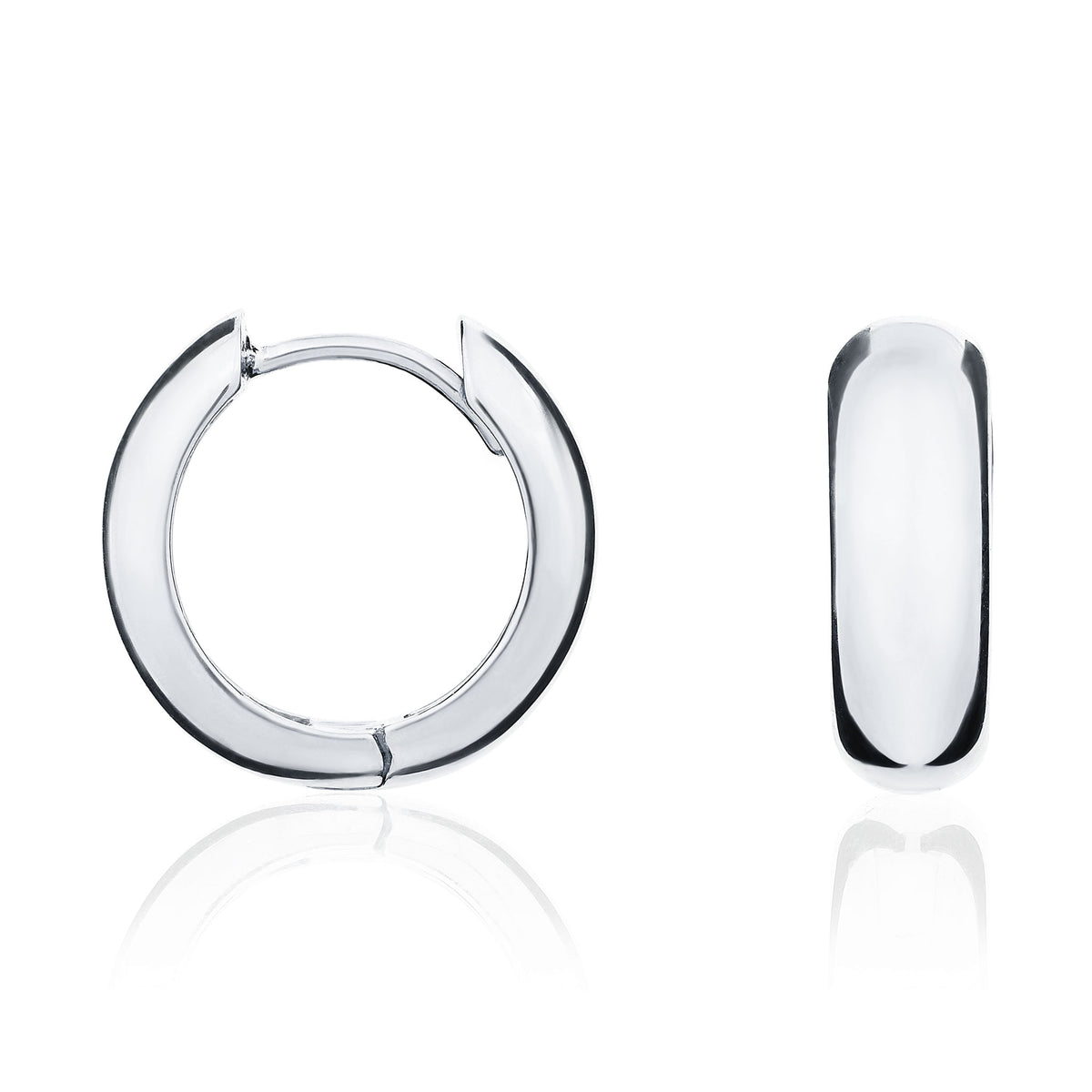 9CT WHITE GOLD ROUNDED HUGGY EARRINGS