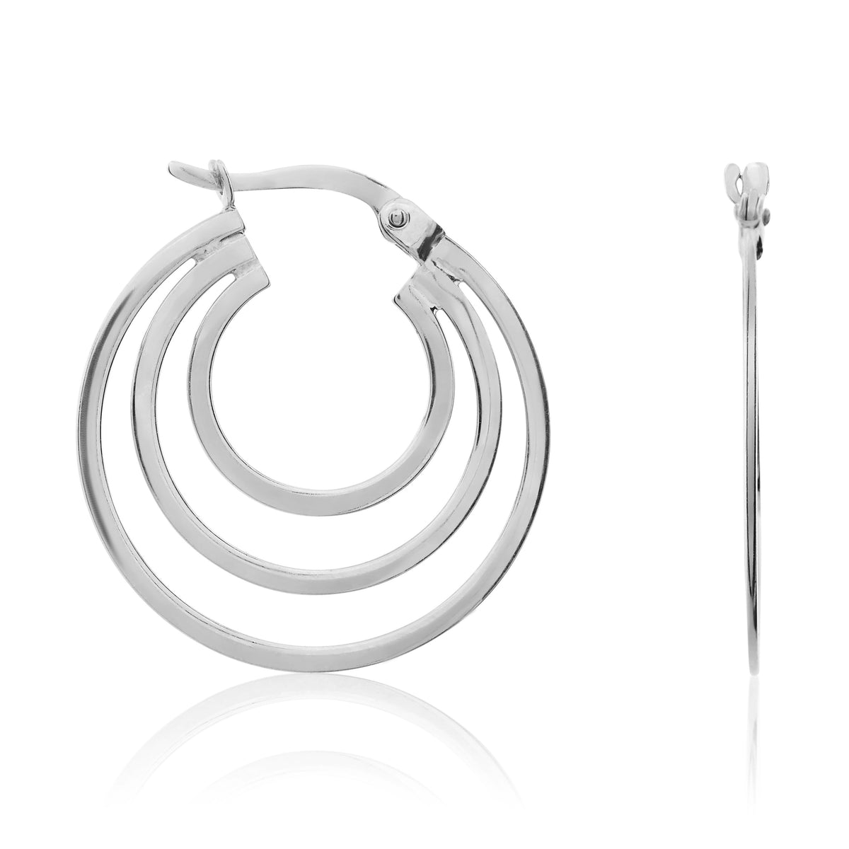 9CT WG FLAT TRIPLE HOOP EARRINGS