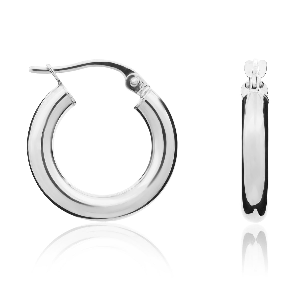 9CT WG 3MM TUBE POLISHED HOOP EARRINGS 16MM DIAMETER