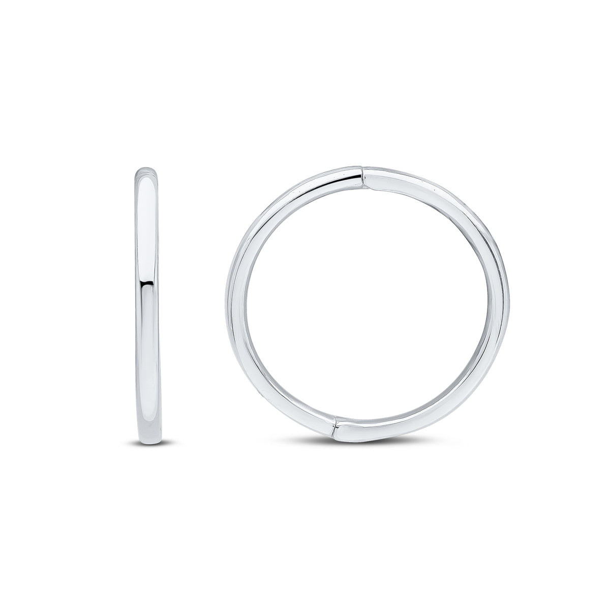 9CT WG HINGED SLEEPER HOOP EARRINGS. 15MM OUTER DIAMETER