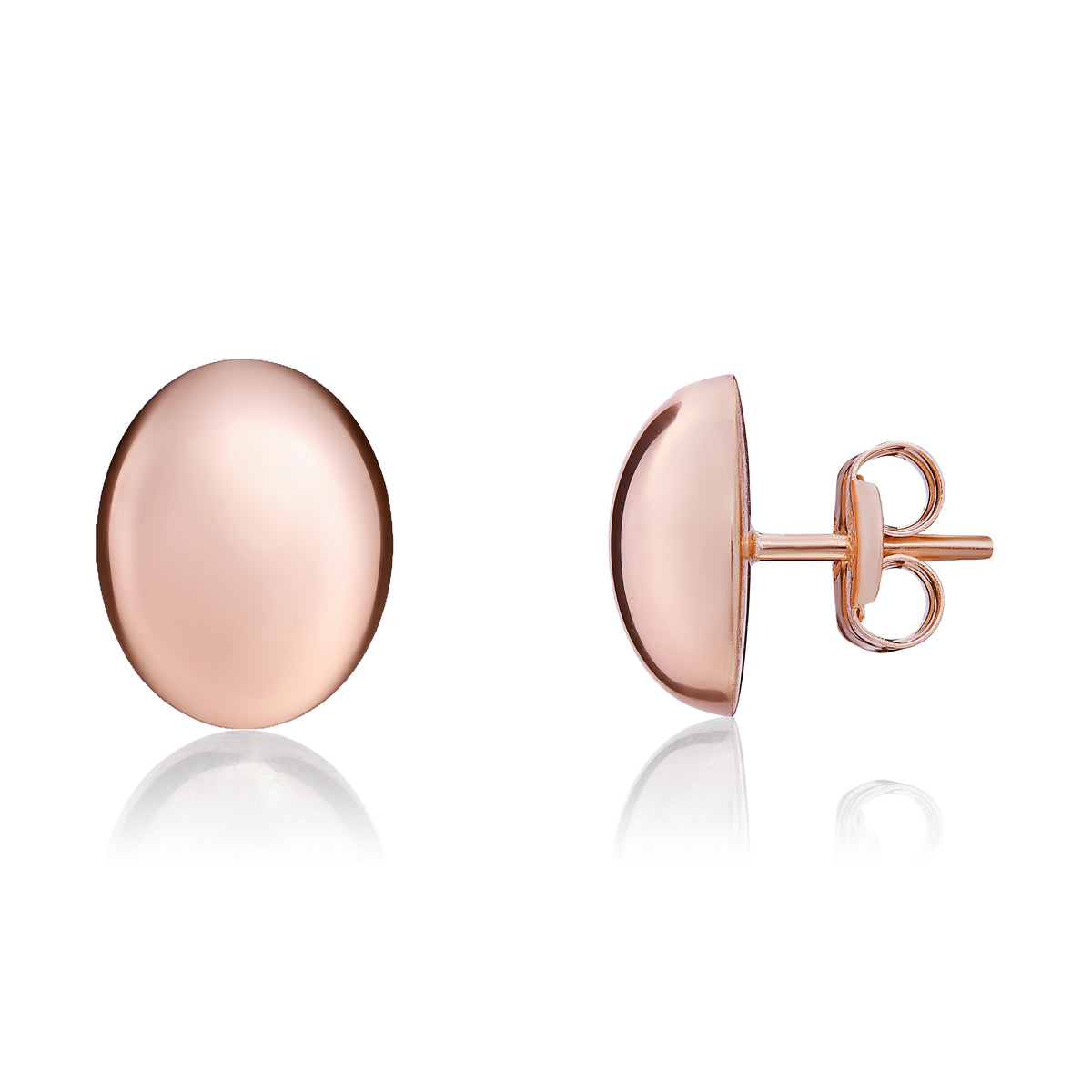 9CT ROSE GOLD POLISHED OVAL DOMED STUD EARRINGS 10X8MM