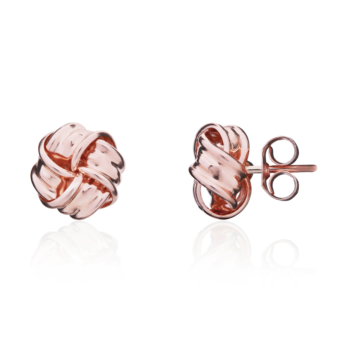 9CT RG 8MM 4 ROW RIBBON KNOT EARRINGS