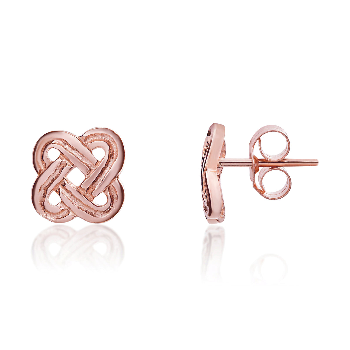 9CT ROSE GOLD CUSHION-SHAPE CELTIC DESIGN STUD EARRINGS