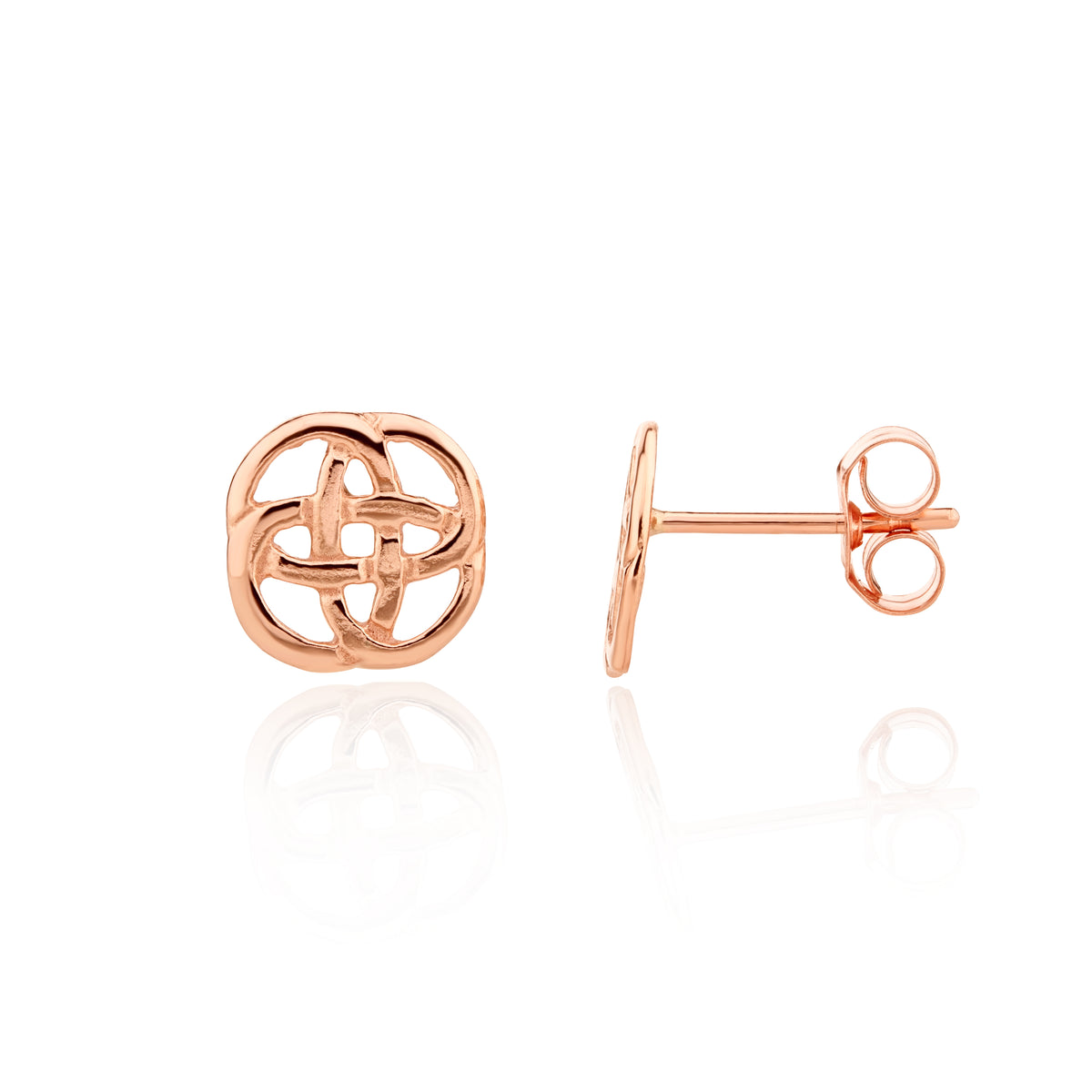 9CT RG POLISHED ROUND CELTIC STYLE STUD EARRINGS