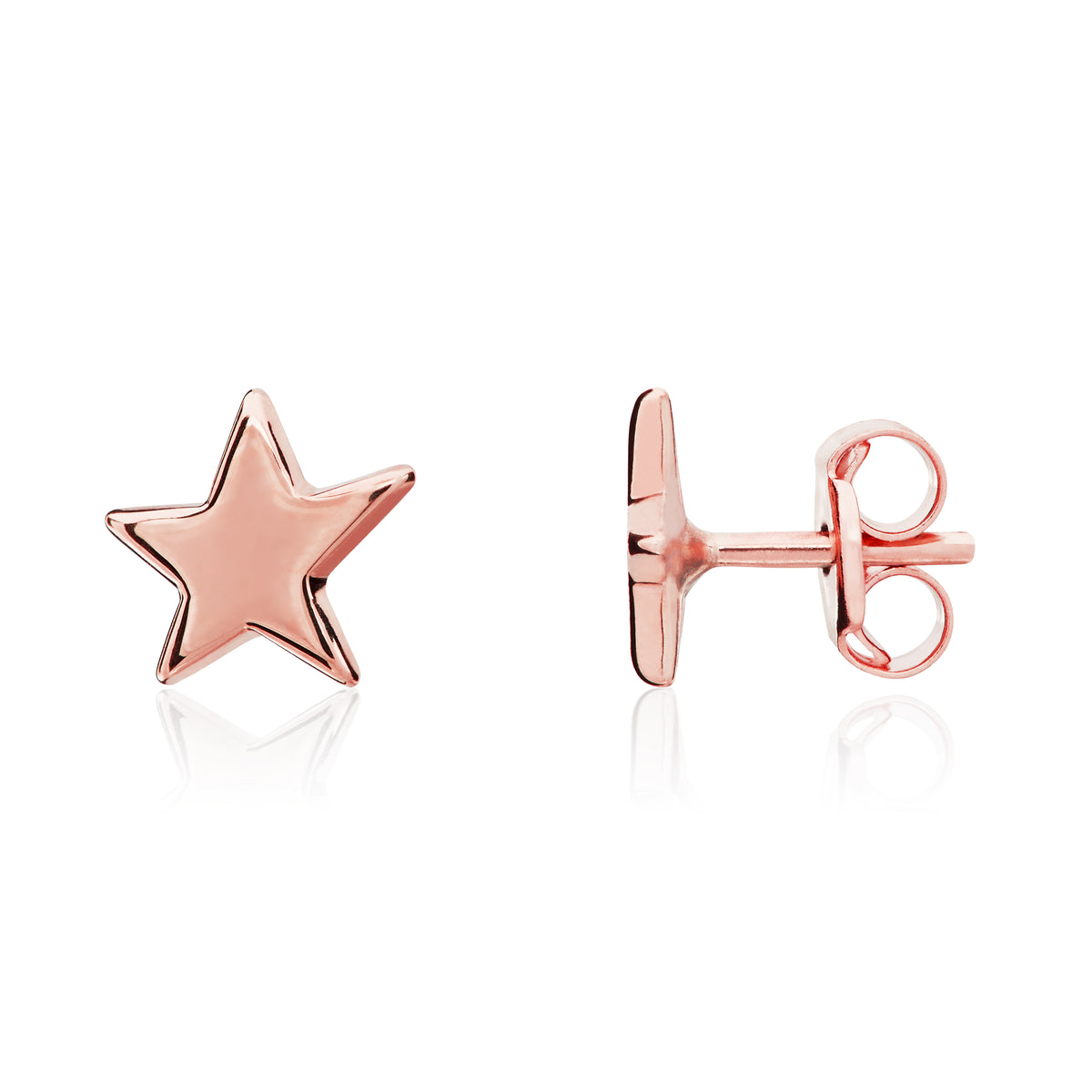 9CT ROSE GOLD POLISHED FLAT STAR STUD EARRINGS