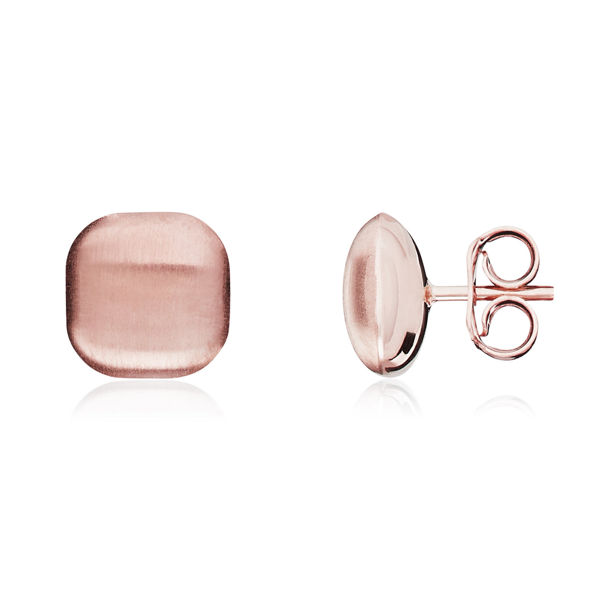 9CT ROSE GOLD SATIN FINISH CUSHION STUD. 8MM
