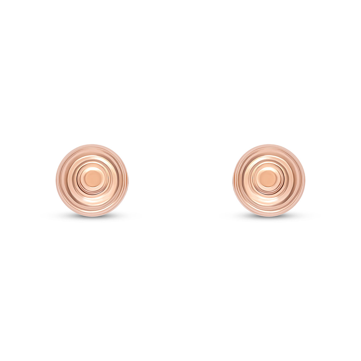 9CT ROSE GOLD STRIPED/POLISHED 8MM BALL STUD EARRINGS