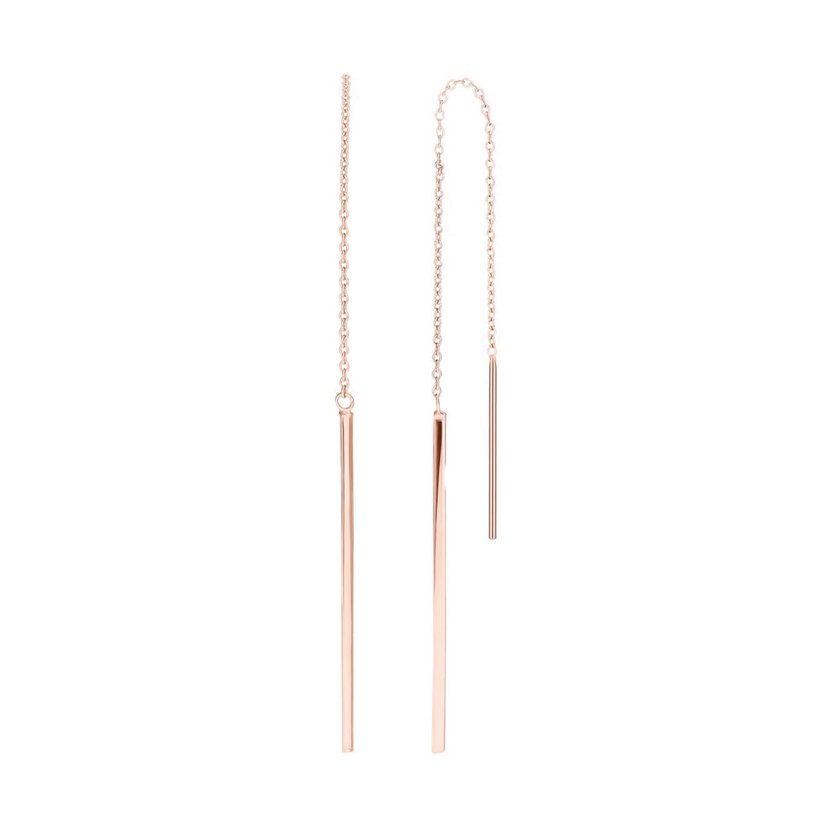 9CT ROSE GOLD STRAIGHT BAR PULL-THROUGH DROP EARRINGS