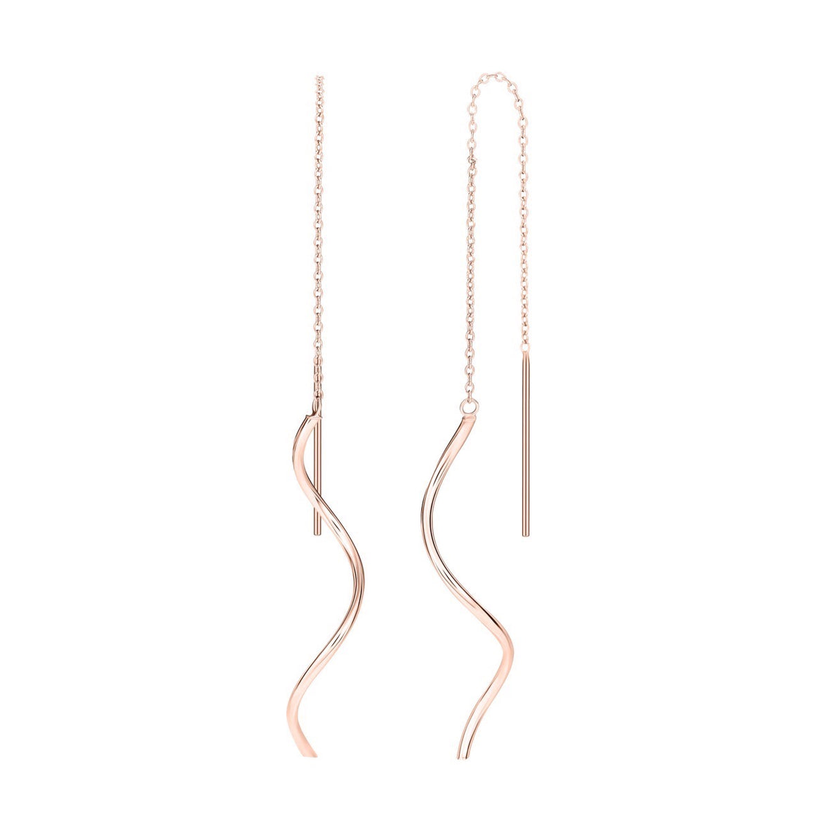 9CT ROSE GOLD SQUIGGLE PULL-THROUGH DROP EARRINGS