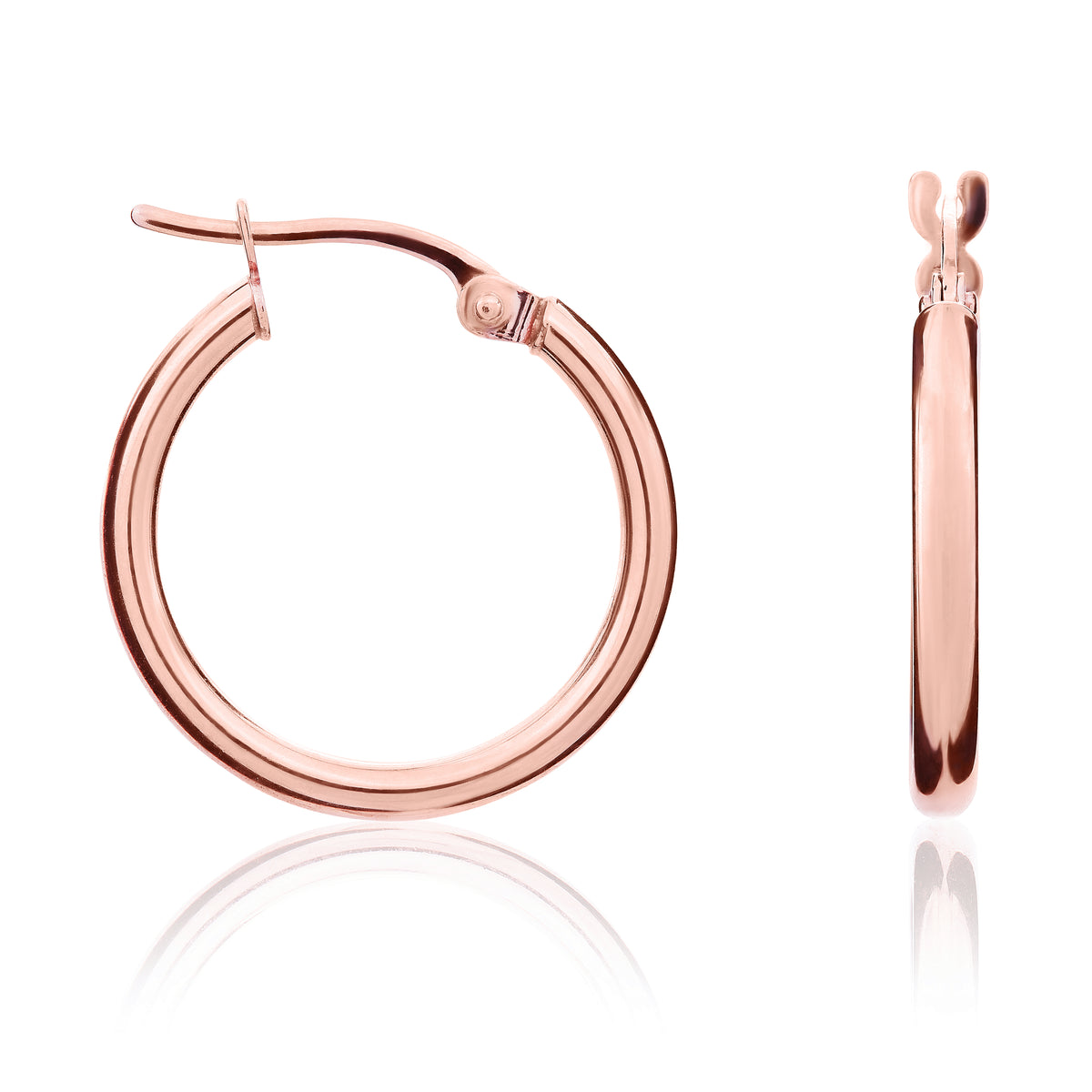 9CT RG 2MM POLISHED TUBE HOOP EARRINGS. 19MM OUTER DIAMETER
