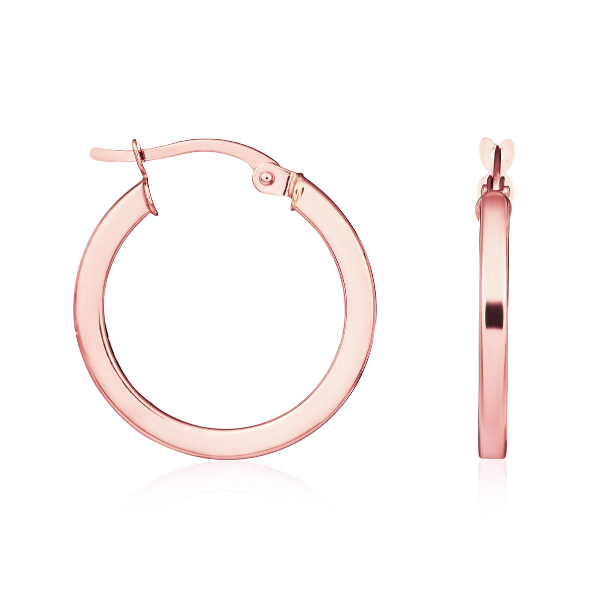 9CT ROSE GOLD 2MM SQUARE TUBE ROUND HOOP EARRINGS 19MM OUTER DIAMETER