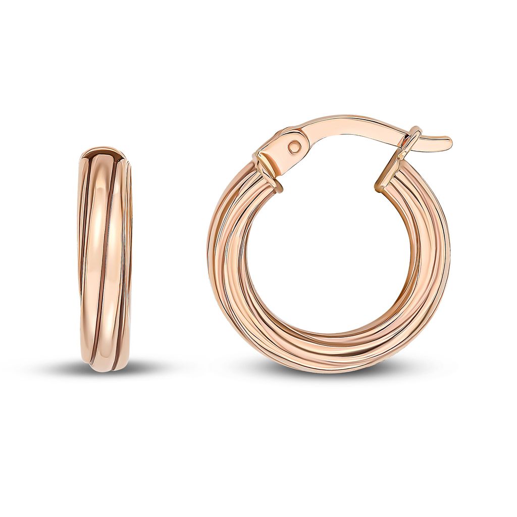 9CT RG 3MM TWIST HOOP EARRINGS. 16MM OUTER DIAMETER