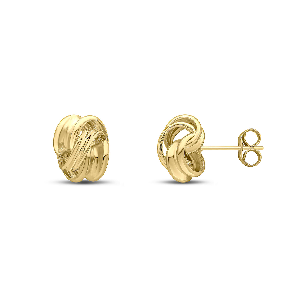 9CT  YWG FANCY RIBBON KNOT STUD EARRINGS