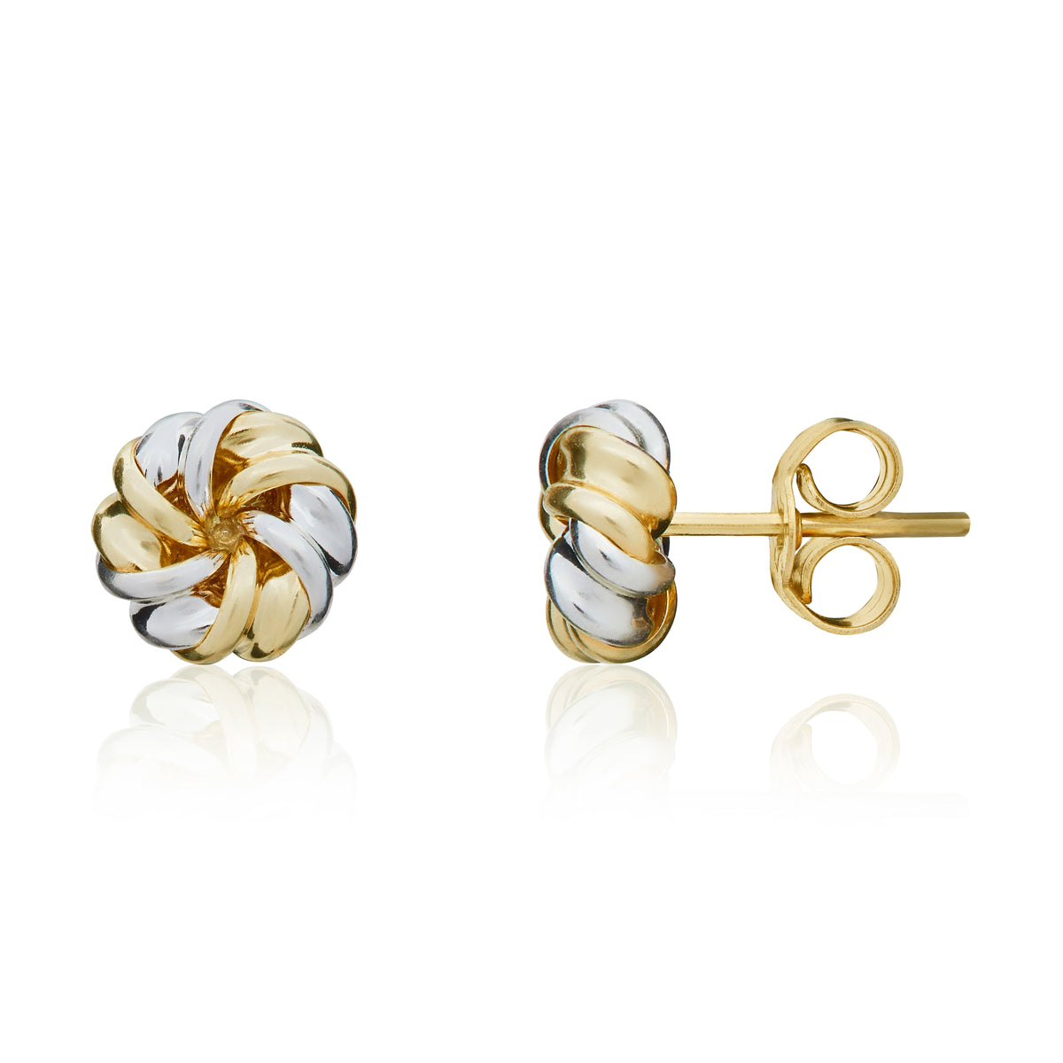 9CT YWG 7.5MM RIBBON SWIRL STUD EARRINGS