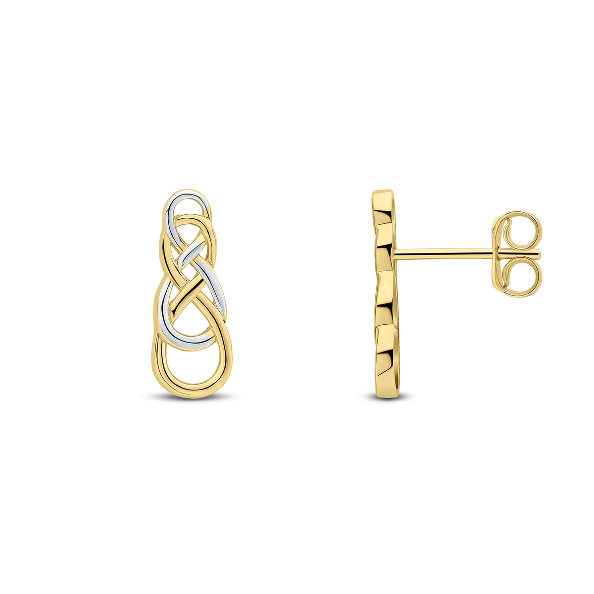 9CT YWG FANCY FIGURE OF 8 EARRINGS