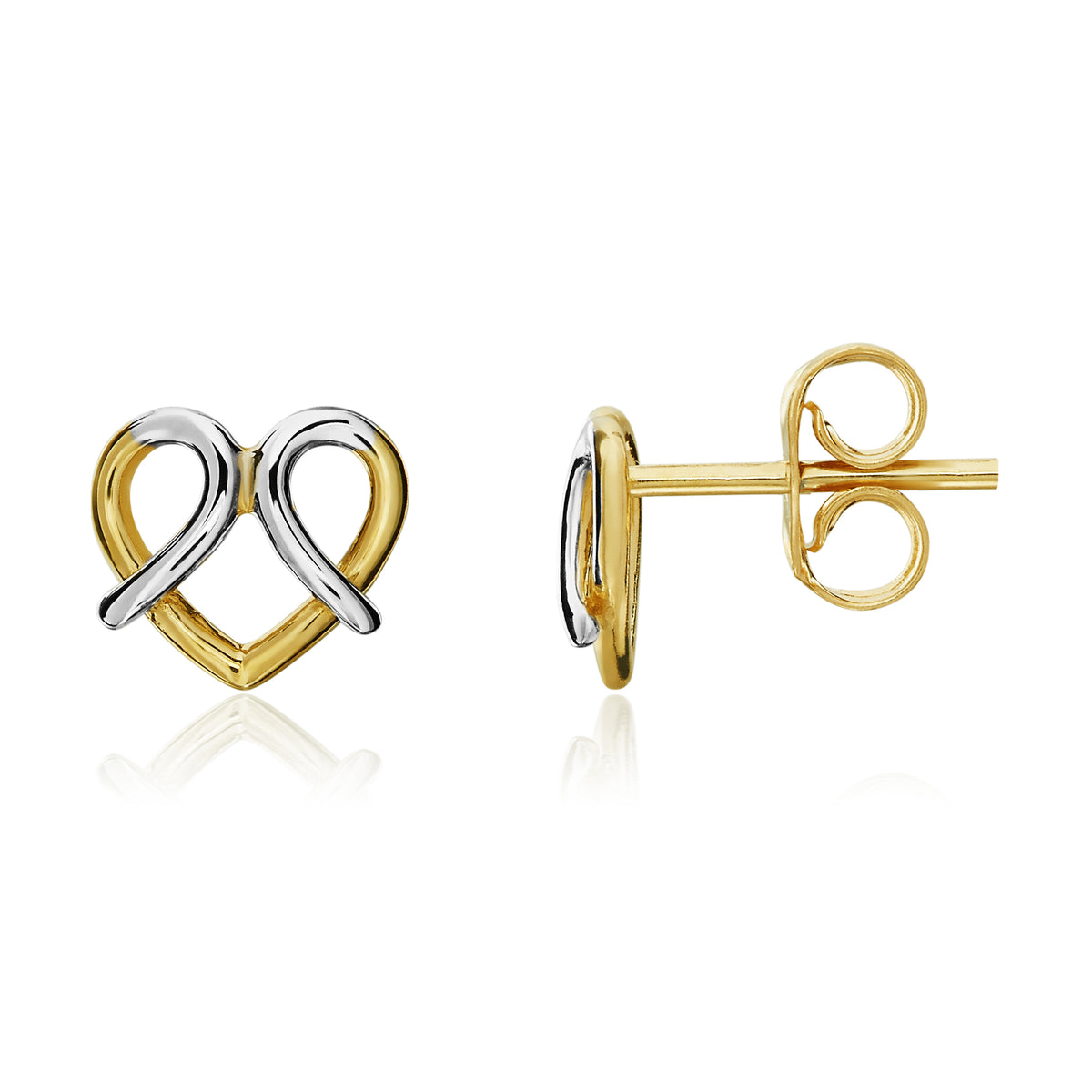 9CT YWG FANCY HEART STUD EARRINGS