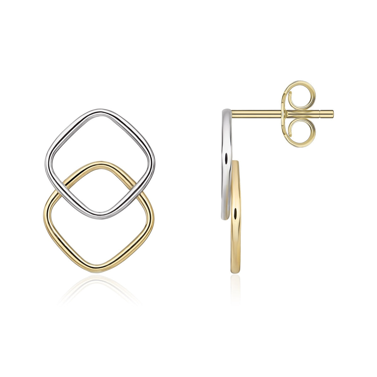9CT YWG OVERLAPPED OPEN CUSHIONS EARRINGS