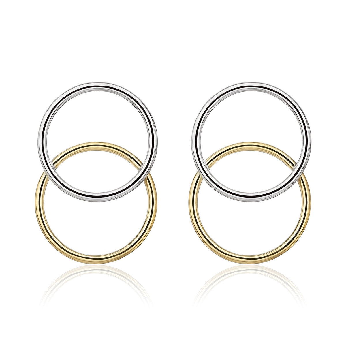 9CT YWG OVERLAPPED OPEN CIRCLES EARRINGS