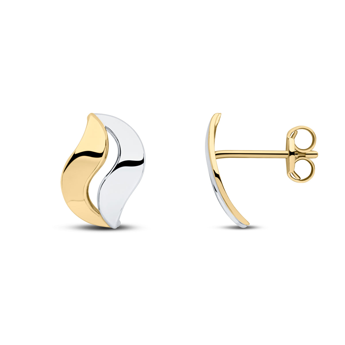 9CT YWG POLISHED TWO-PART LEAF STYLE EARRINGS