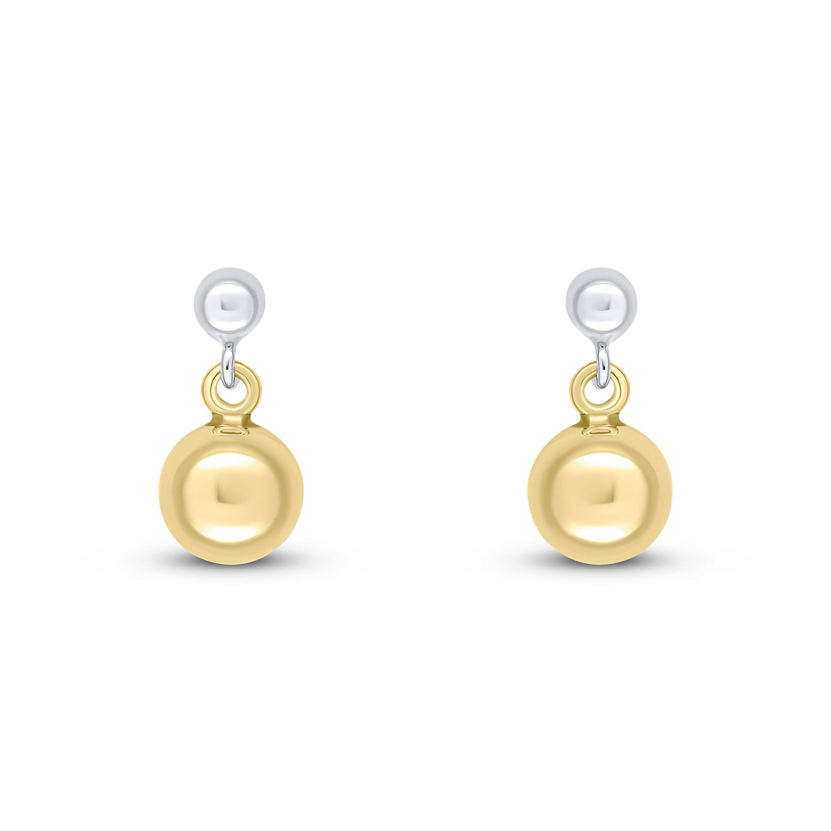 9CT WHITE GOLD 3MM & YELLOW GOLD 6MM POLISHED BALL DROP EARRINGS