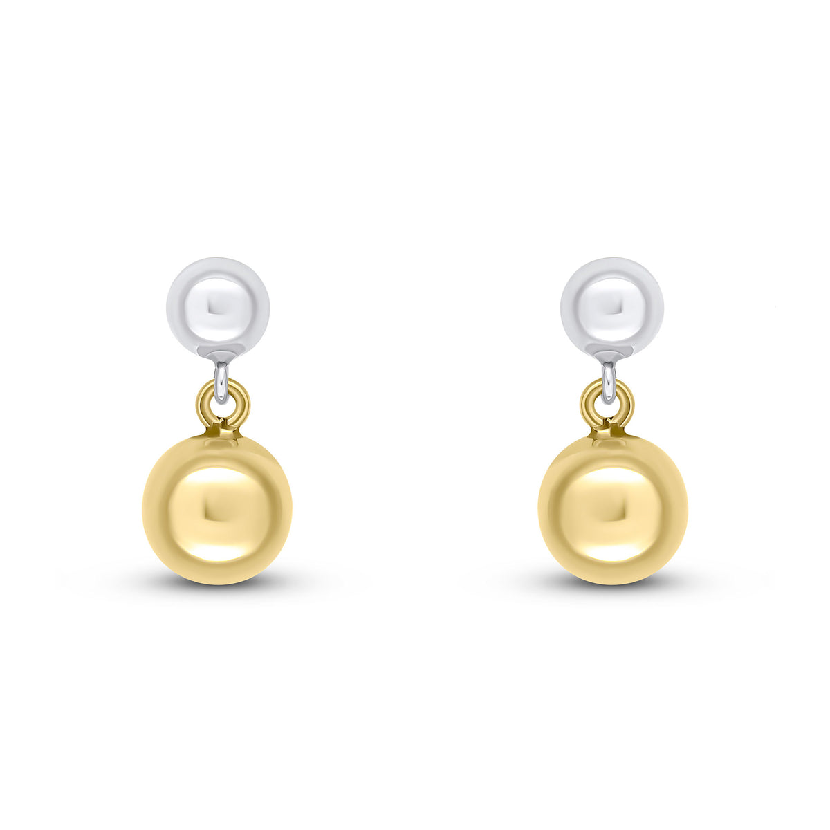 9CT WHITE GOLD 5MM & YELLOW GOLD 7MM POLISHED BALL DROP EARRINGS