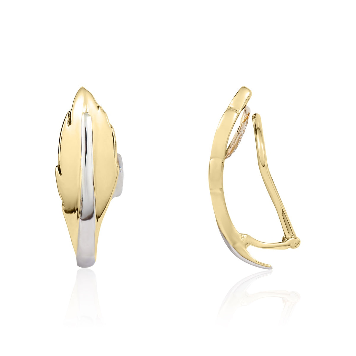 9CT YWG LEAF DESIGN CLIP ON EARRINGS