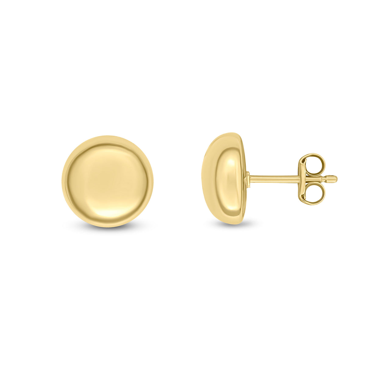 18CT YELLOW GOLD 10MM POLISHED BUTTON STUDS