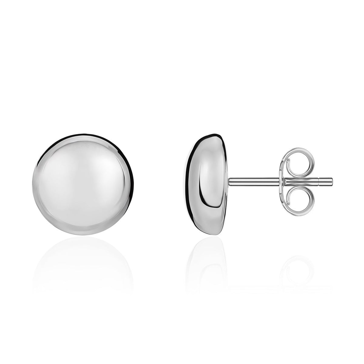 18CT WHITE GOLD 12MM POLISHED BUTTON STUDS