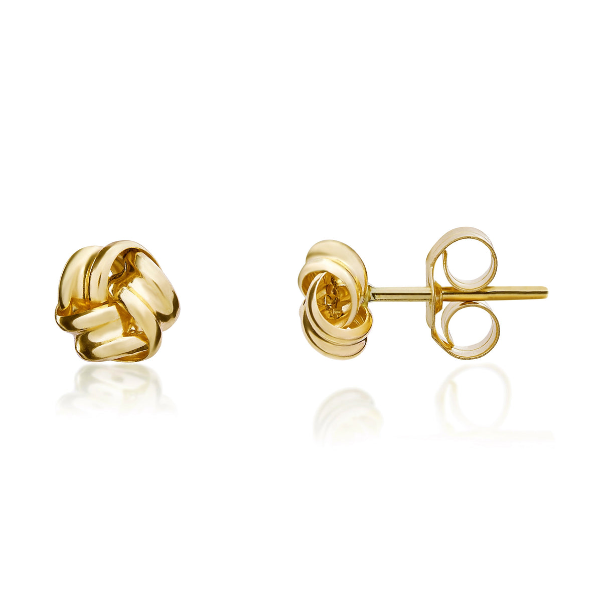 18CT YG 5MM RIBBON KNOT EARRINGS