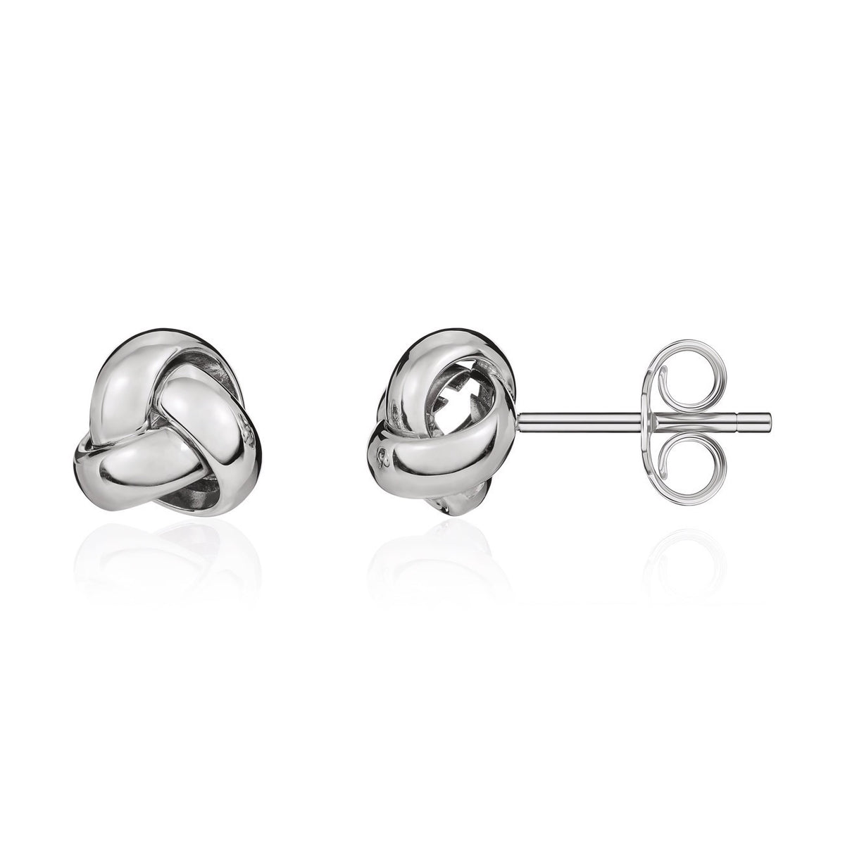 18CT WHITE GOLD POLISHED 3 STRAND 9MM KNOT EARRINGS