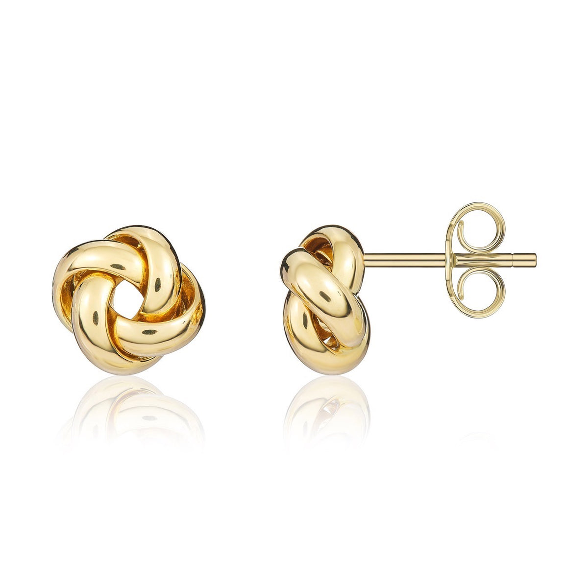 18CT YG 8MM POLISHED 4 STRAND KNOT EARRINGS